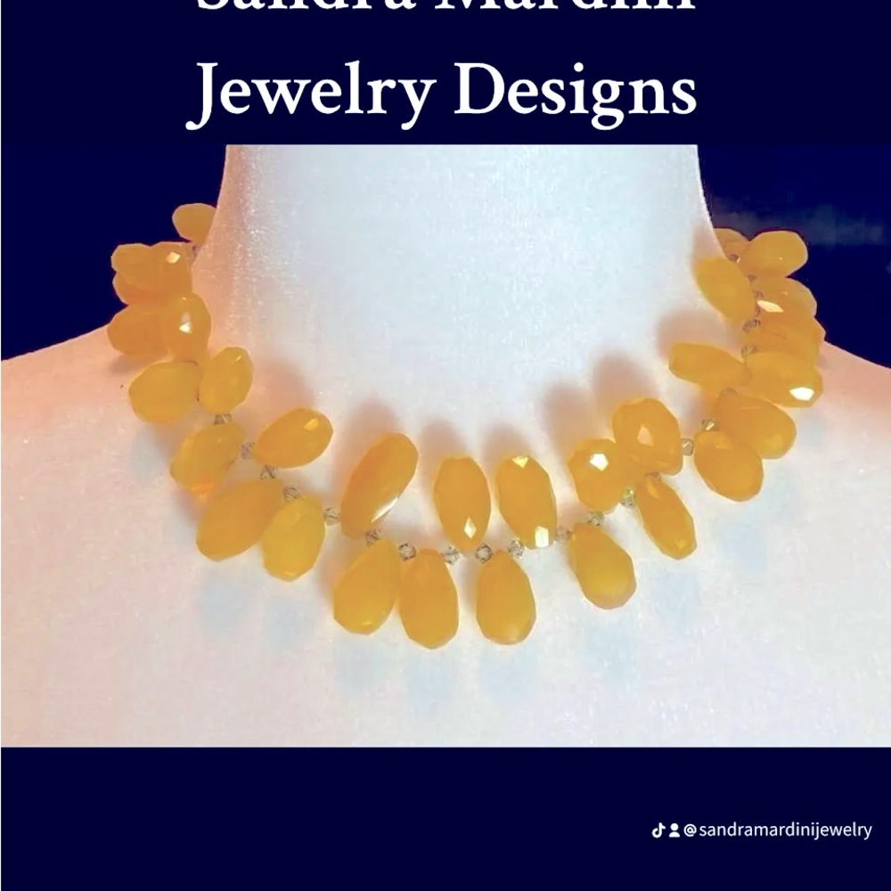 Modern faceted canary yellow chalcedony artisan necklace.
